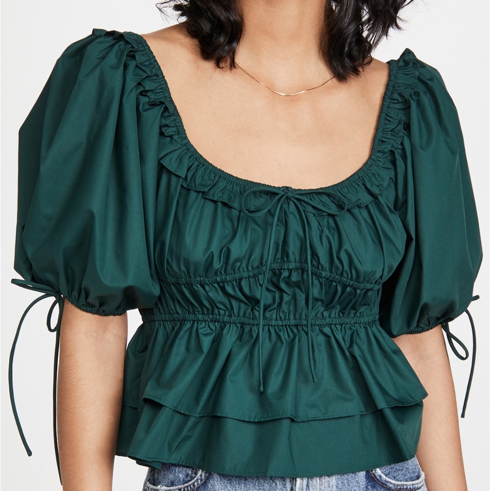 En Saison - Poplin Cropped Top - Emerald Green - Sz M